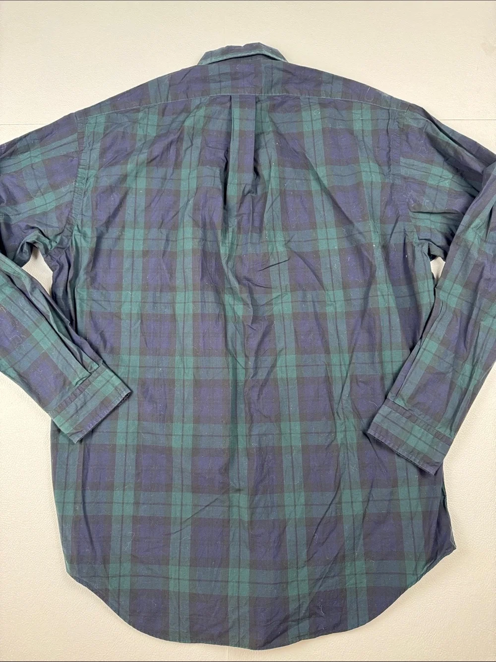 Ralph Lauren Men’s Medium Blackwatch Plaid Button Down Shirt Crest Logo Cotton